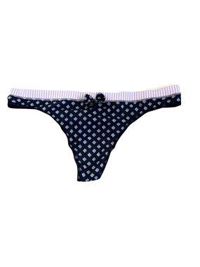 Gilly Hicks Down Undies Thong Panties Floral Striped Silky Women's Size Medium M